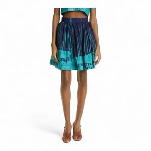 Busayo Ola Batik Fit & Flare Cotton Skirt In Dark Green NWT
